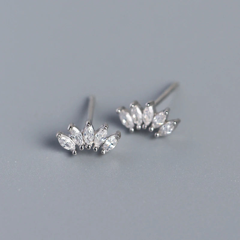 925 Silver Zircon Horse Eye Stud Earrings Women Office Jewelry