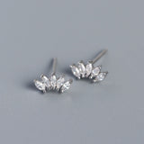 925 Silver Zircon Horse Eye Stud Earrings Women Office Jewelry
