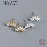 925 Silver Zircon Horse Eye Stud Earrings Women Office Jewelry