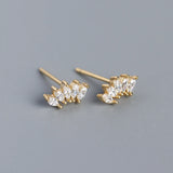 925 Silver Zircon Horse Eye Stud Earrings Women Office Jewelry