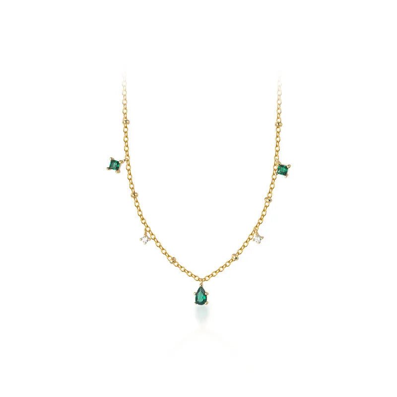 Sterling Silver Geometric Zircon Necklace for Women