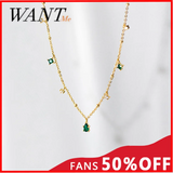 Sterling Silver Geometric Zircon Necklace for Women