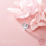 Sterling Silver Heart Pendant Necklace with Crystal Zirconia