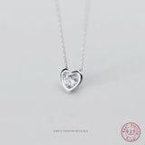 Sterling Silver Heart Pendant Necklace with Crystal Zirconia