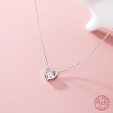 Sterling Silver Heart Pendant Necklace with Crystal Zirconia