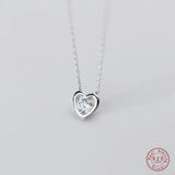 Sterling Silver Heart Pendant Necklace with Crystal Zirconia