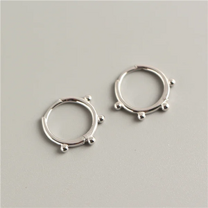 925 Silver Bead Ear Buckle Stud Earrings for Women - Birthday Gift