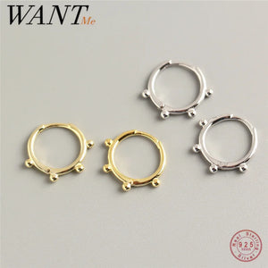 925 Silver Bead Ear Buckle Stud Earrings for Women - Birthday Gift
