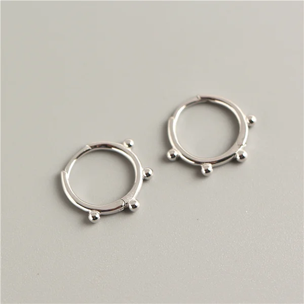 925 Silver Bead Ear Buckle Stud Earrings for Women - Birthday Gift