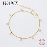 925 Sterling Silver Baroque Pearl Punk Link Chain Charm Bracelet for Women