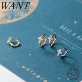 925 Sterling Silver Small Cross Ear Buckle Women Party Earrings