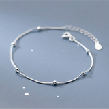 Sterling Silver Snake Bone Bead Charm Bracelet for Women