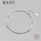 Sterling Silver Snake Bone Bead Charm Bracelet for Women