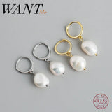 Baroque Pearl Pendant Stud Earrings 925 Silver Jewelry
