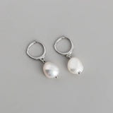 Baroque Pearl Pendant Stud Earrings 925 Silver Jewelry