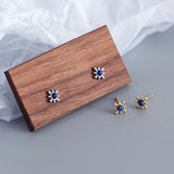 Lapis Lazuli Mini Stud Earrings 925 Silver Women Teen Jewelry