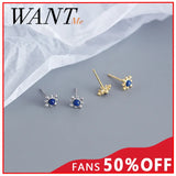 Lapis Lazuli Mini Stud Earrings 925 Silver Women Teen Jewelry