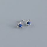 Lapis Lazuli Mini Stud Earrings 925 Silver Women Teen Jewelry