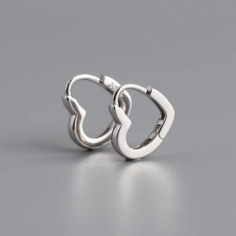 925 Sterling Silver Heart Stud Earrings for Women