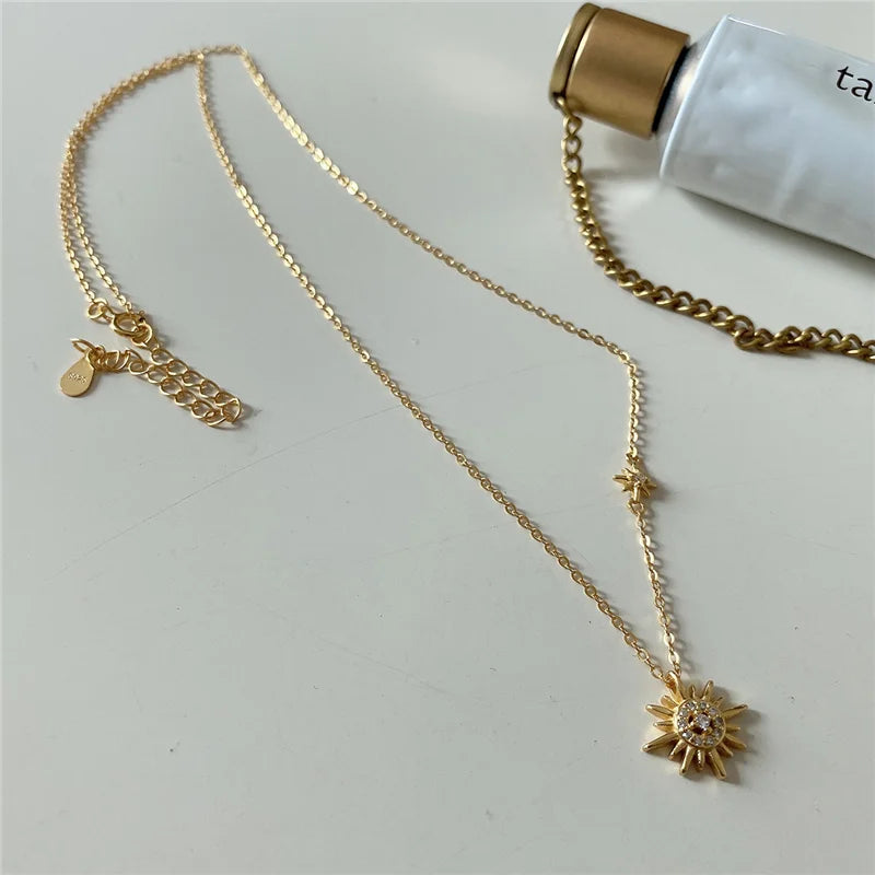 925 Silver Light Star Zircon Pendant Necklace Gift