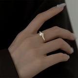 Minimalist Pearl Adjustable Ring 925 Sterling Silver Wedding Anniversary Jewelry