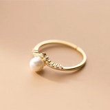 Minimalist Pearl Adjustable Ring 925 Sterling Silver Wedding Anniversary Jewelry