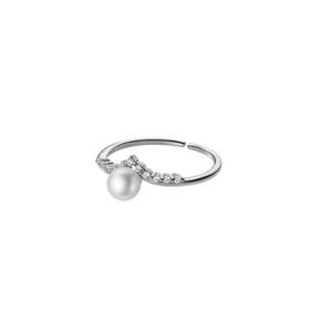 Minimalist Pearl Adjustable Ring 925 Sterling Silver Wedding Anniversary Jewelry