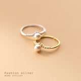 Minimalist Pearl Adjustable Ring 925 Sterling Silver Wedding Anniversary Jewelry
