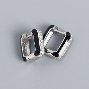 925 Sterling Silver Gothic Epoxy Stud Earrings for Women Men