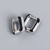 925 Sterling Silver Gothic Epoxy Stud Earrings for Women Men
