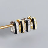 925 Sterling Silver Gothic Epoxy Stud Earrings for Women Men