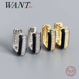 925 Sterling Silver Gothic Epoxy Stud Earrings for Women Men