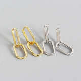 925 Silver Double Oval Ear Buckle Hip Hop Earrings