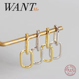 925 Silver Double Oval Ear Buckle Hip Hop Earrings