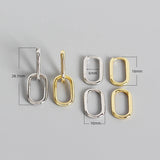 925 Silver Double Oval Ear Buckle Hip Hop Earrings
