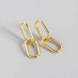 925 Silver Double Oval Ear Buckle Hip Hop Earrings
