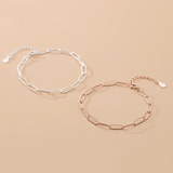 925 Silver Punk Oval Chain Charm Bracelet for Women Rock Jewelry