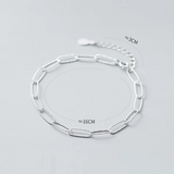 925 Silver Punk Oval Chain Charm Bracelet for Women Rock Jewelry