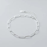 925 Silver Punk Oval Chain Charm Bracelet for Women Rock Jewelry