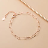 925 Silver Punk Oval Chain Charm Bracelet for Women Rock Jewelry