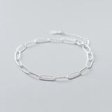 925 Silver Punk Oval Chain Charm Bracelet for Women Rock Jewelry