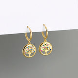 CZ 925 Sterling Silver Peace Tree Stud Earrings Bohemia Accessories