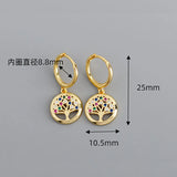 CZ 925 Sterling Silver Peace Tree Stud Earrings Bohemia Accessories