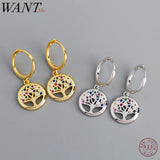 CZ 925 Sterling Silver Peace Tree Stud Earrings Bohemia Accessories