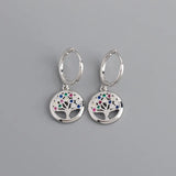 CZ 925 Sterling Silver Peace Tree Stud Earrings Bohemia Accessories