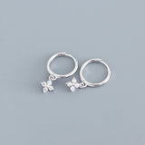 925 Silver Pave CZ Flower Ear Buckle Women Party Earrings