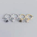 925 Silver Pave CZ Flower Ear Buckle Women Party Earrings