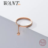 925 Silver Chain Finger Ring - Women's Teen Party Jewelry