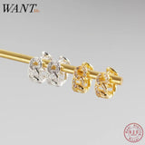 925 Silver Crystal Cuban Chain Stud Earrings for Women