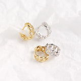 925 Silver Crystal Cuban Chain Stud Earrings for Women
